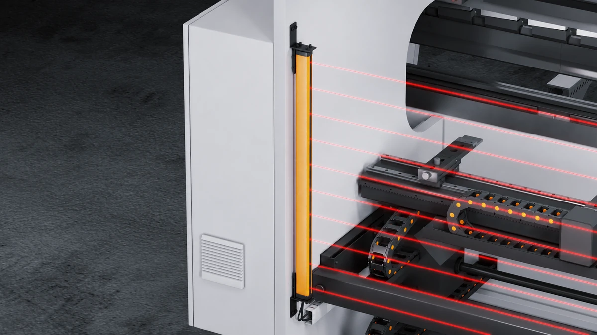 Light curtain safety system installed on press brake